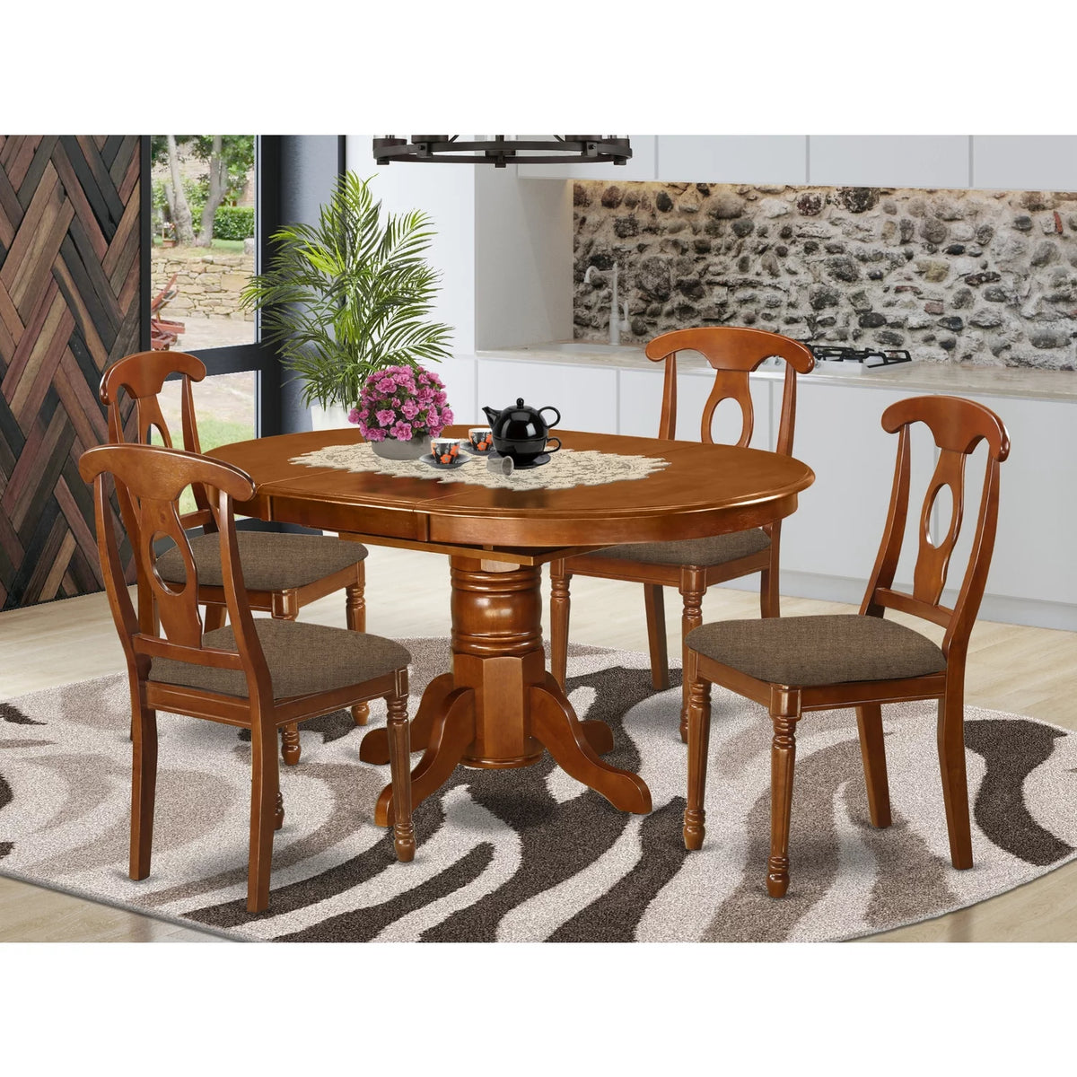 5 Piece Dining Set with Leaf and 4 Chairs Y36236