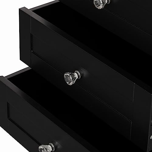 Black Tall Freestanding Storage Cabinet with 2 Open Shelves, 3 Drawers U210