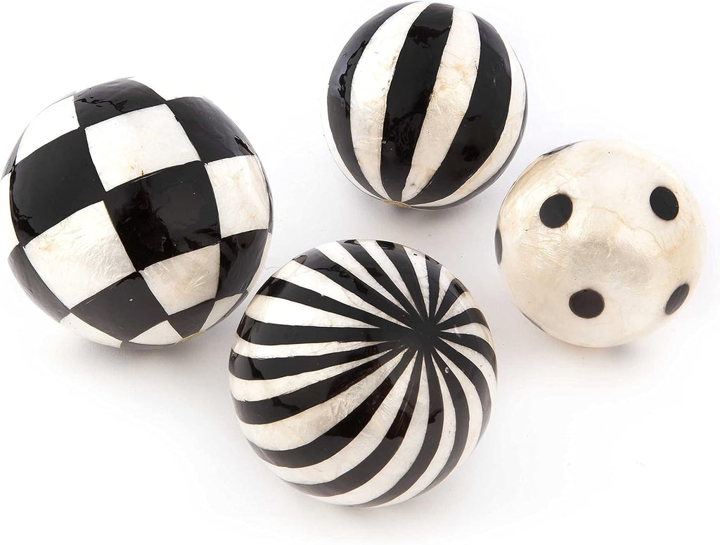 Set of 4 Black-and-White Decorative Balls O454414