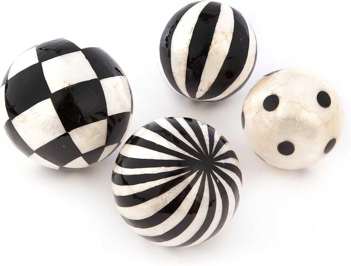 Set of 4 Black-and-White Decorative Balls O454414