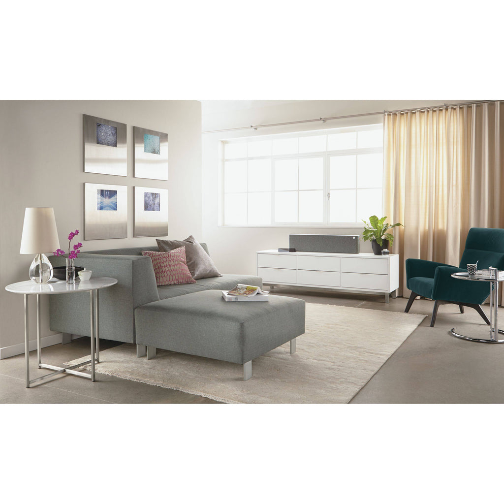 Round End Table 18 Diameter 22H in Stainless Steel with Ecru Quartz Top D21464