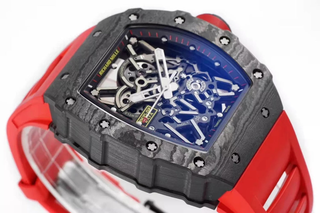 Black Bezel Red Markers Red Rubber Strap D4151