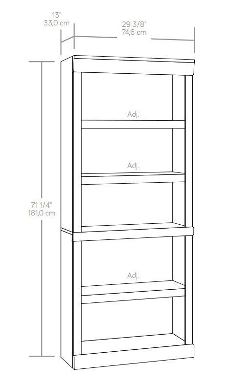 Rustic Gray 5 Shelf Bookcase D35780
