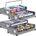 Gray 4-Pack 60L Under Bed Storage Bins with Wheels and Clear Lids C7312