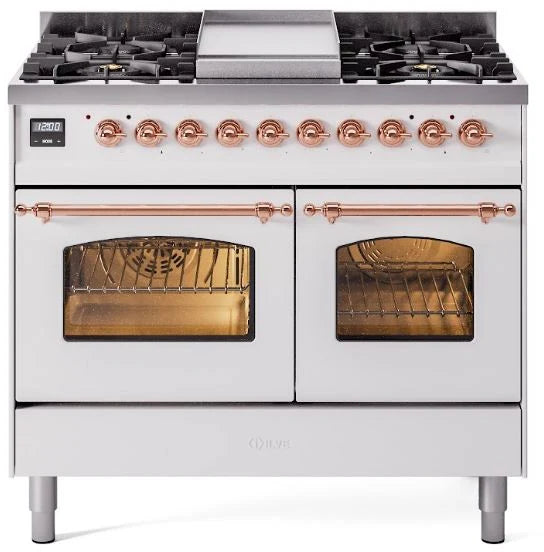 White Dual Fuel Natural Gas Range with Copper Trim K61615