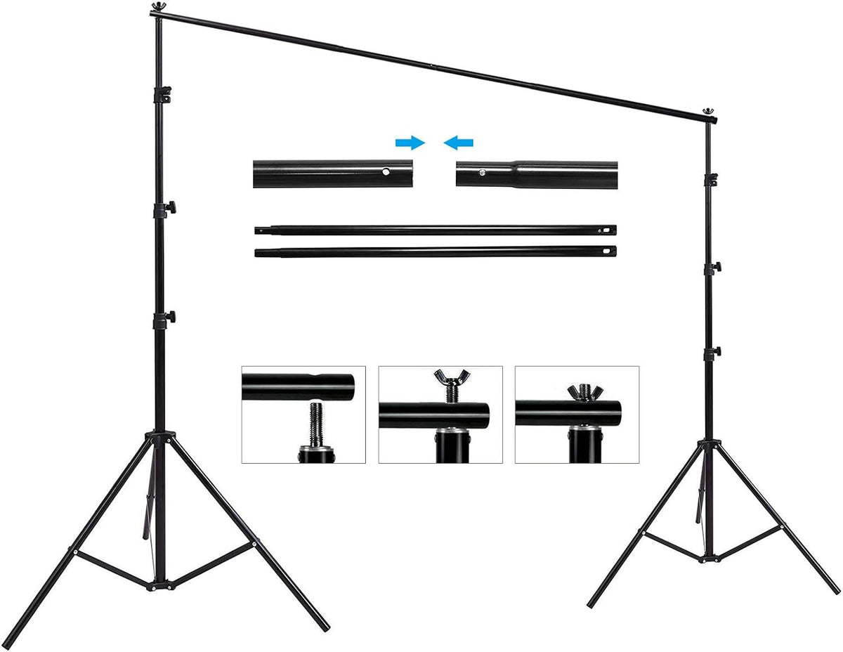 Photo Background Support System with 8.5 x 10ft Backdrop Stand Kit, 6 x 9.5ft Green Screen Backdrop, Carry Bag A14696