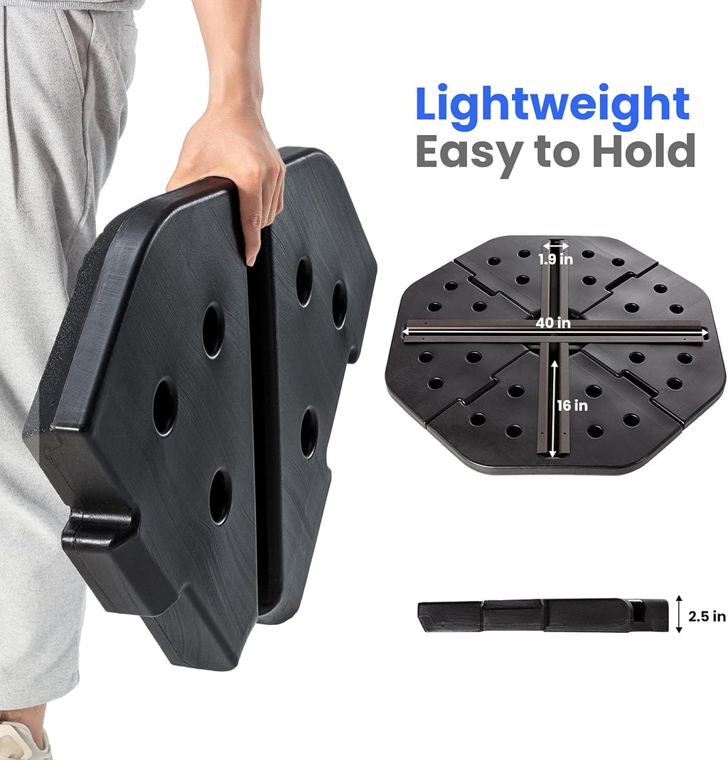 4-Pieces Heavy-Duty Umbrella Base Stand with Locking Black O468
