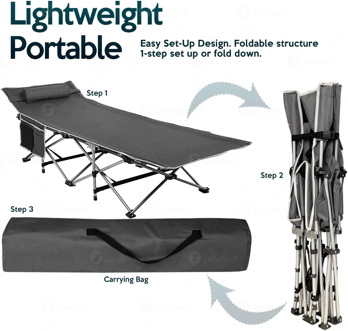 Folding Travel Cot 2 Pack Grey Lightweight Portable B75664