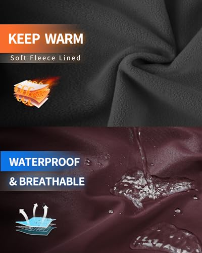 Women's Softshell Jacket with Hood Fleece Lined Waterproof Insulated Windbreaker Y805577