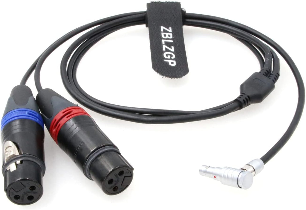 Dual 3-Pin XLR Female to 5 Pin Right Angle Audio Input Cable V7632