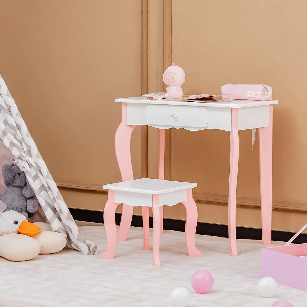 Kids Vanity Set with Mirror and Stool S7804