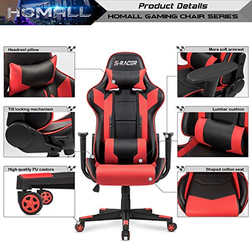 White Ergonomic Leather Gaming Chair with Headrest and Lumbar Support D282450