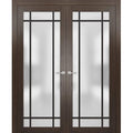 Solid French Double Doors 48 x 80 inches Wood Frosted Glass K8442