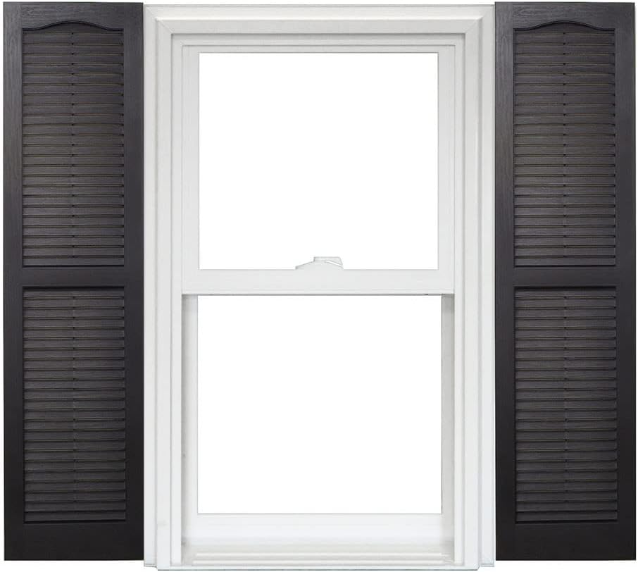 Black Vinyl Louver Shutters (1 Pair) 14-1/2in. x 55in. V4415