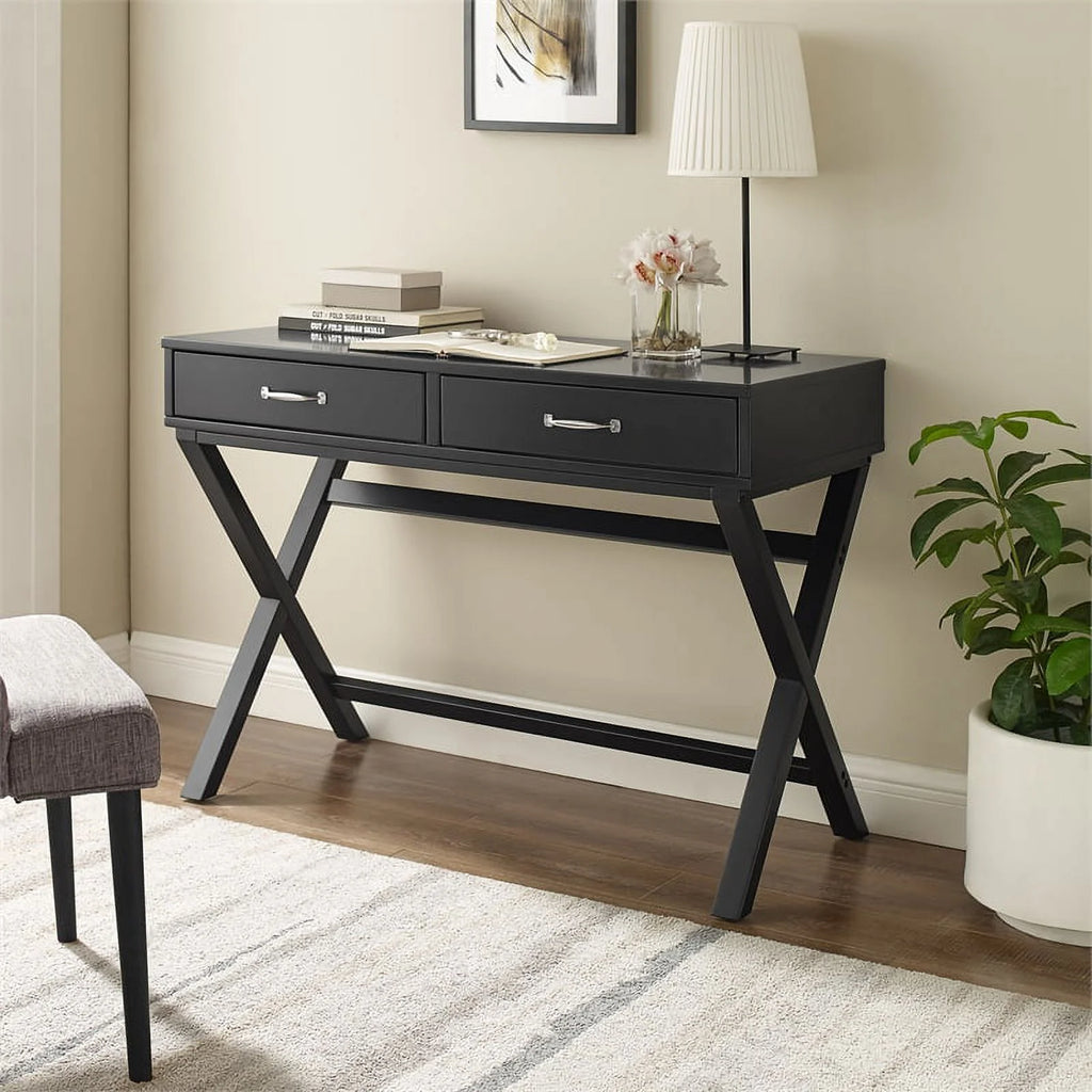 Black 2-Drawer Wood Desk K586099