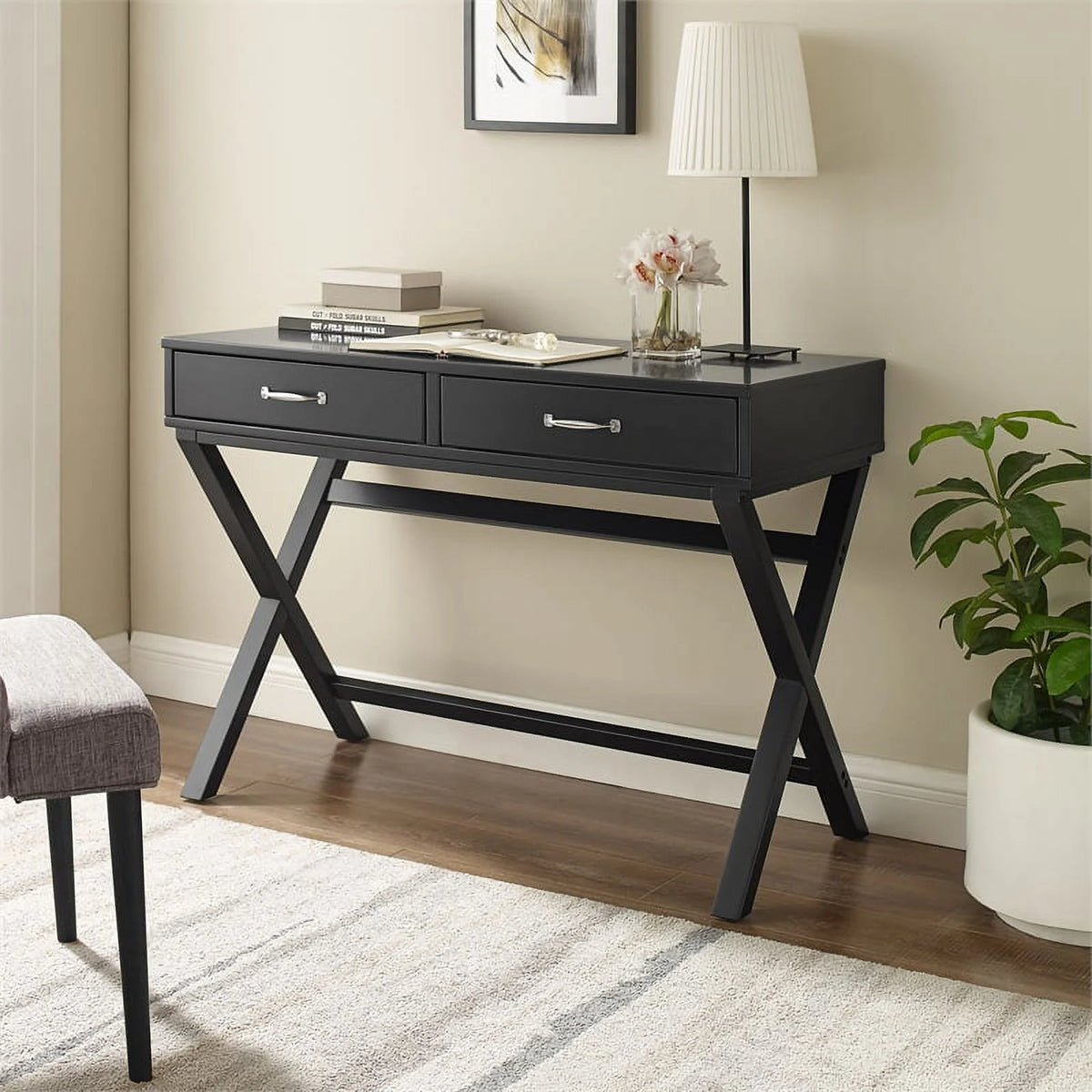 Black 2-Drawer Wood Desk K586099