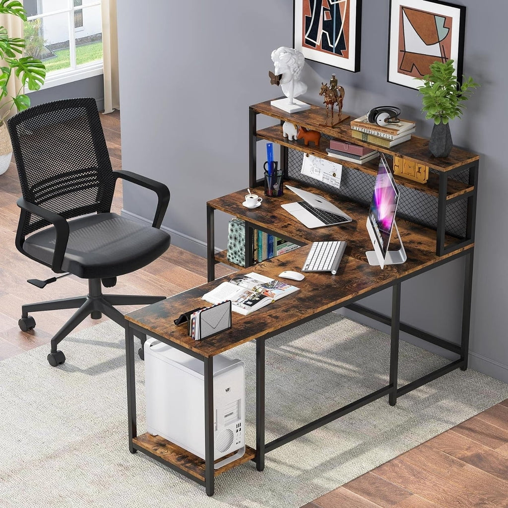 67" Computer Desk with Hutch P651