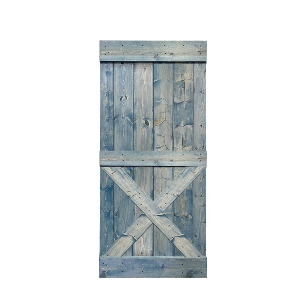 Charcoal Black Solid Knotty Pine Wood Interior Sliding Barn Door Slab G667
