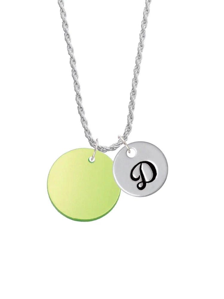 Lime Green Imitation Pearl Initial Charm Necklace G5942