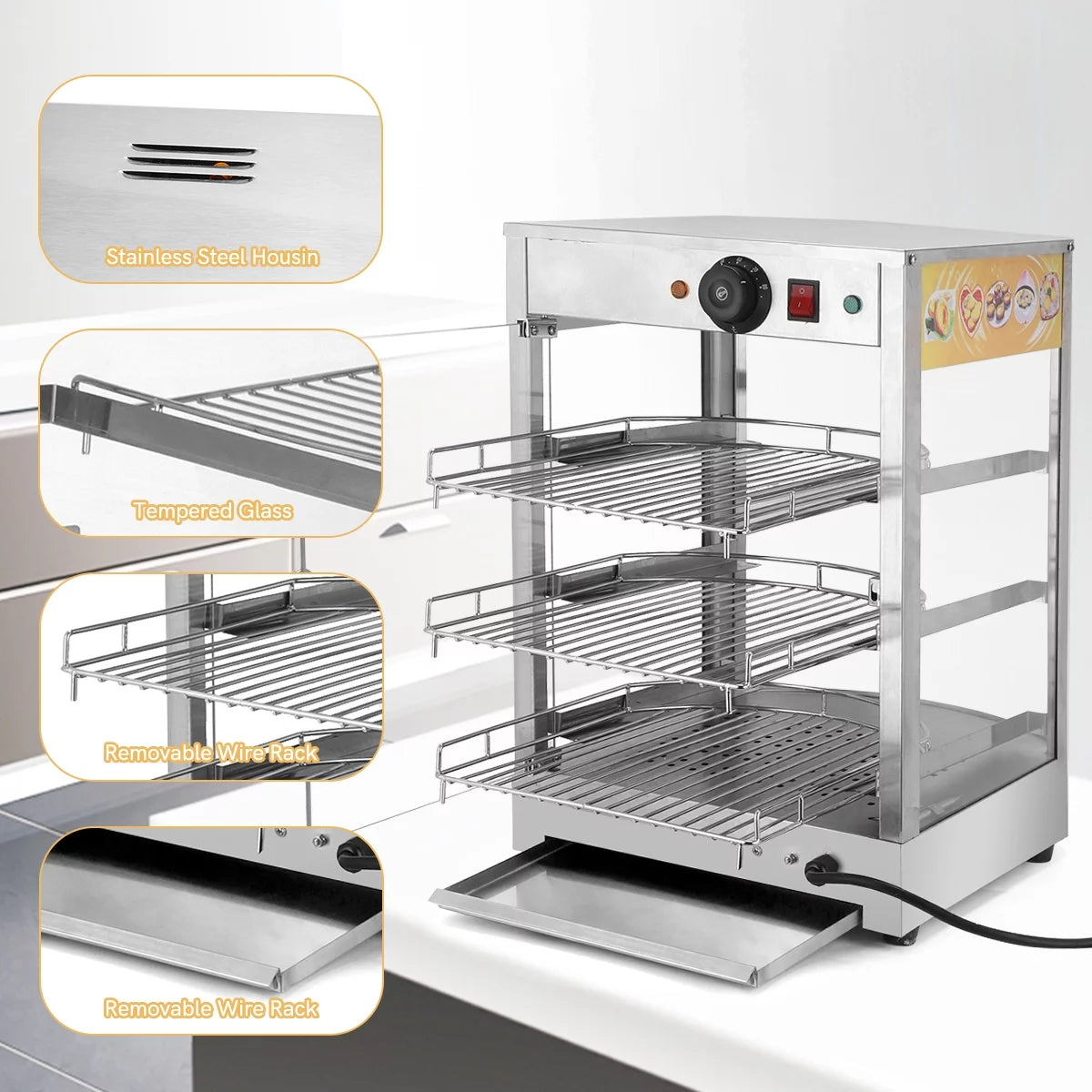 800W 3-Tier Commercial Food Warmer Display Case O502454