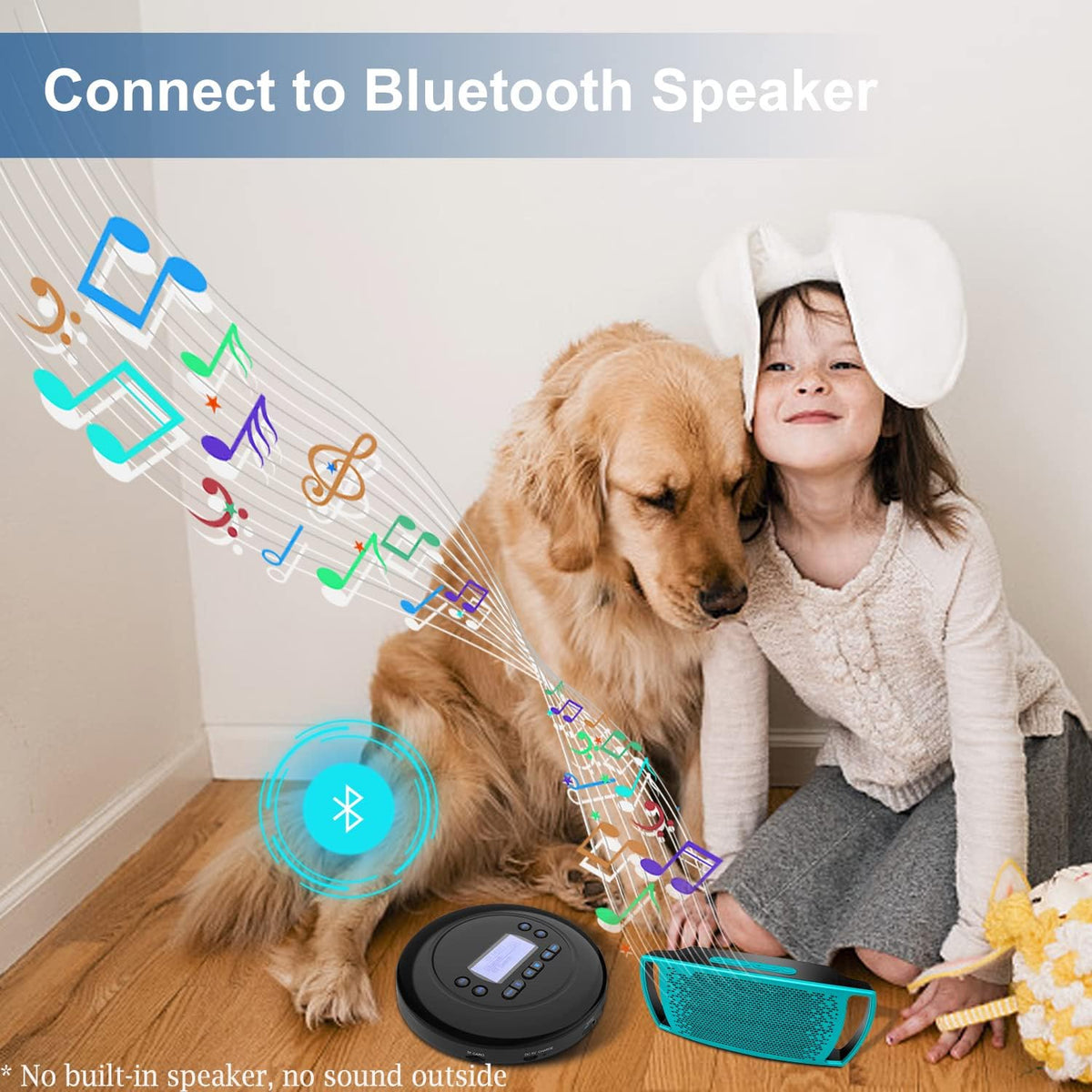 Pack of 2 Portable Bluetooth CD Player with Dual Headphone Jack T35048