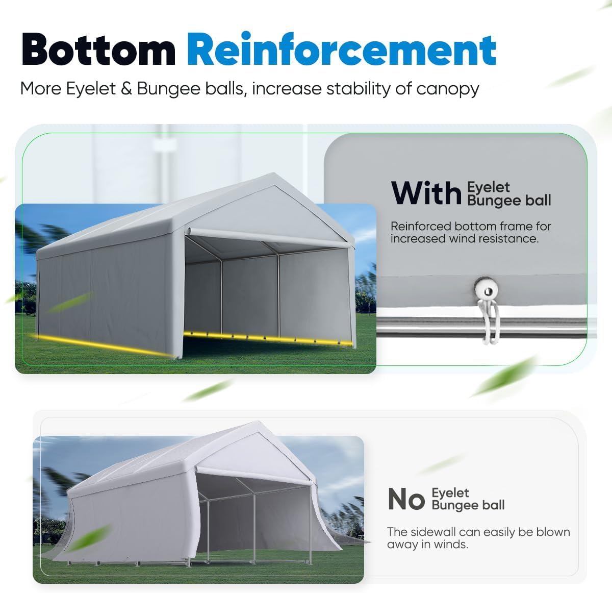 13'X20' Heavy Duty Galvanized Car Canopy Garage Boat Shelter with Reinforced Frame - Silver Gray F980