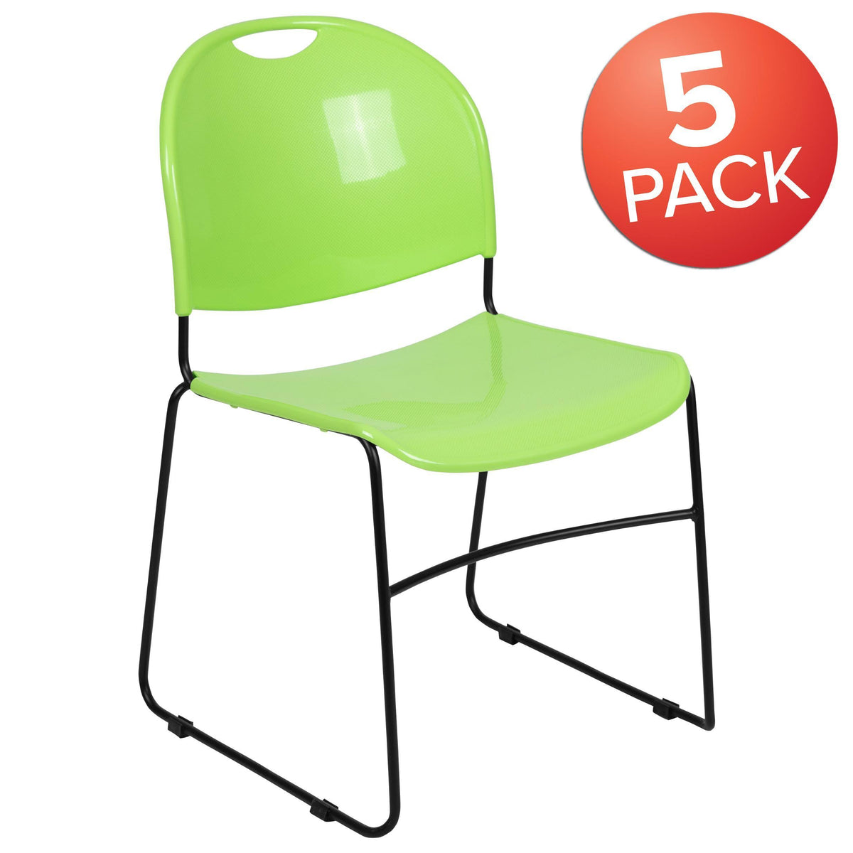 Green Ultra-Compact Stack Chair with Black Powder Coated Frame M55270