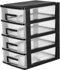 Black and Transparent 4 Layer Plastic Drawer Cabinet X399566