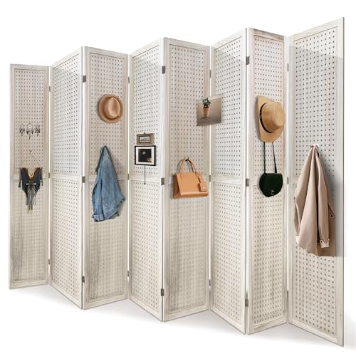 6 Panel Wooden Folding Room Divider with Shelves D7611
