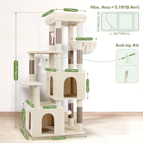 Light Grey Heavy Duty Cat Tree with Scratching Post I99285