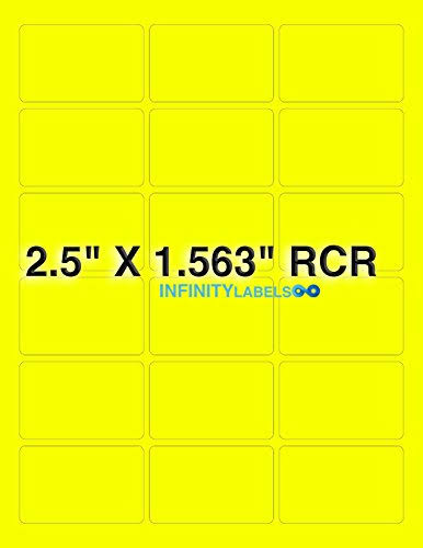 Fluorescent Yellow Paper 300 Sheets 2.5 x 1.563 Laser Sheets H558