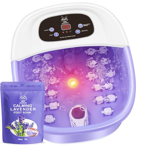 Blue Foot Spa Bath Massager with Heat Bubbles, Vibration Massage, Jets, Red Light, 22 Massage Rollers, Adjustable Temp X3856
