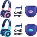 2 Pack Kids Wireless Bluetooth Headphones with Volume Limit, Mic & Hard Case T5941