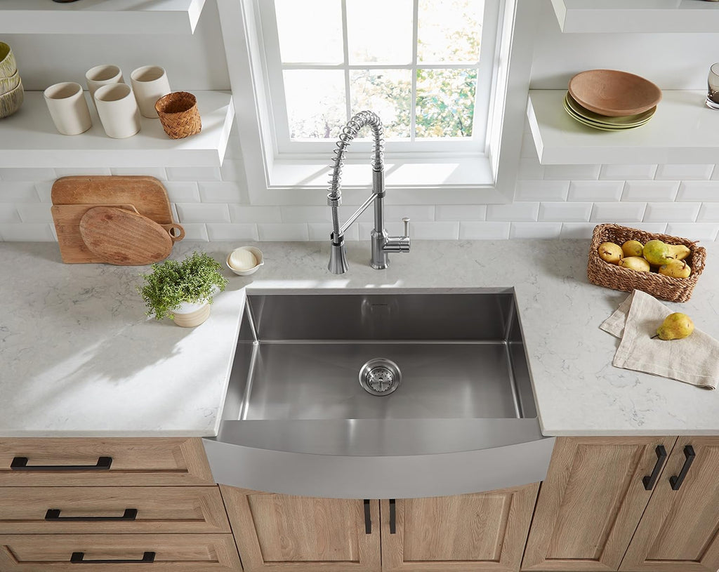 33X22-Inch Apron Stainless Steel Sink with Grid and Drain X36500