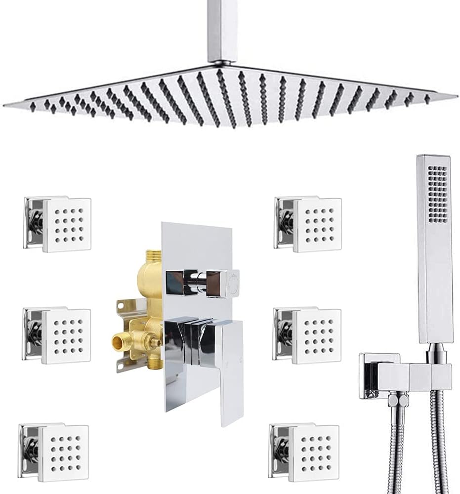 12 Inch Brushed Nickel Rain Shower System with Handheld Shower Z78460