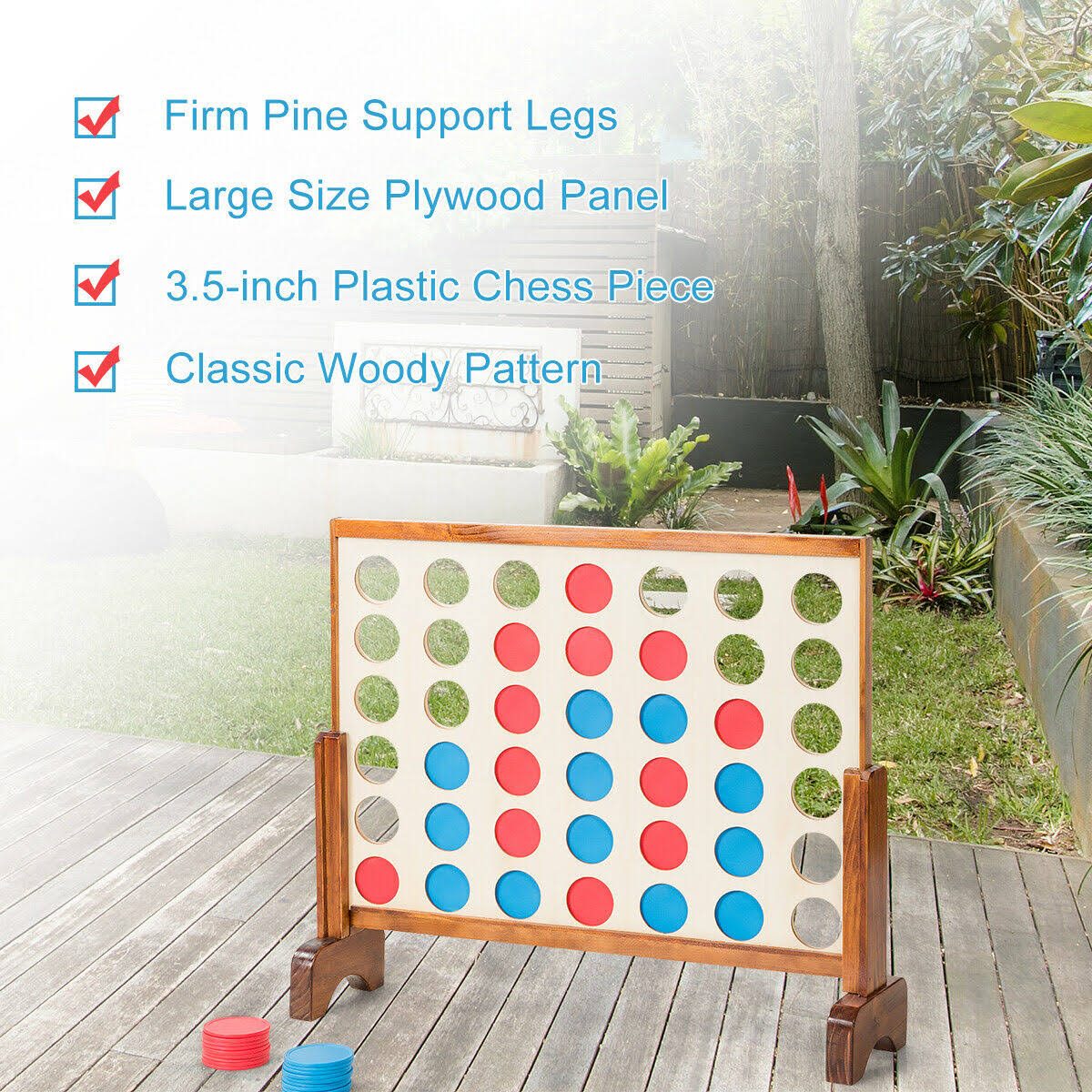 Wooden 4 in A Row Game with Carrying Bag S870032