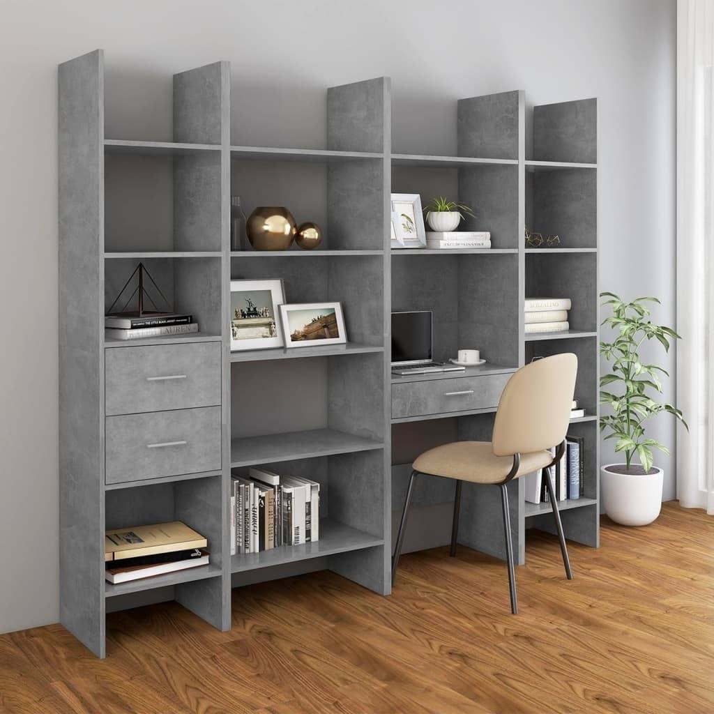 Concrete Gray Chipboard Book Cabinet S680