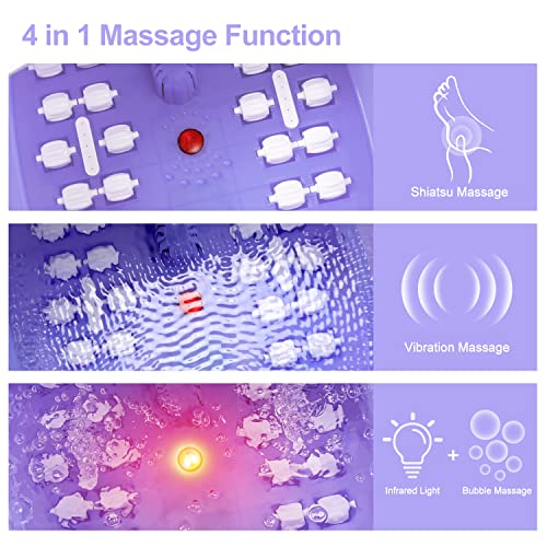 Blue Foot Spa Bath Massager with Heat Bubbles, Vibration Massage, Jets, Red Light, 22 Massage Rollers, Adjustable Temp X3856