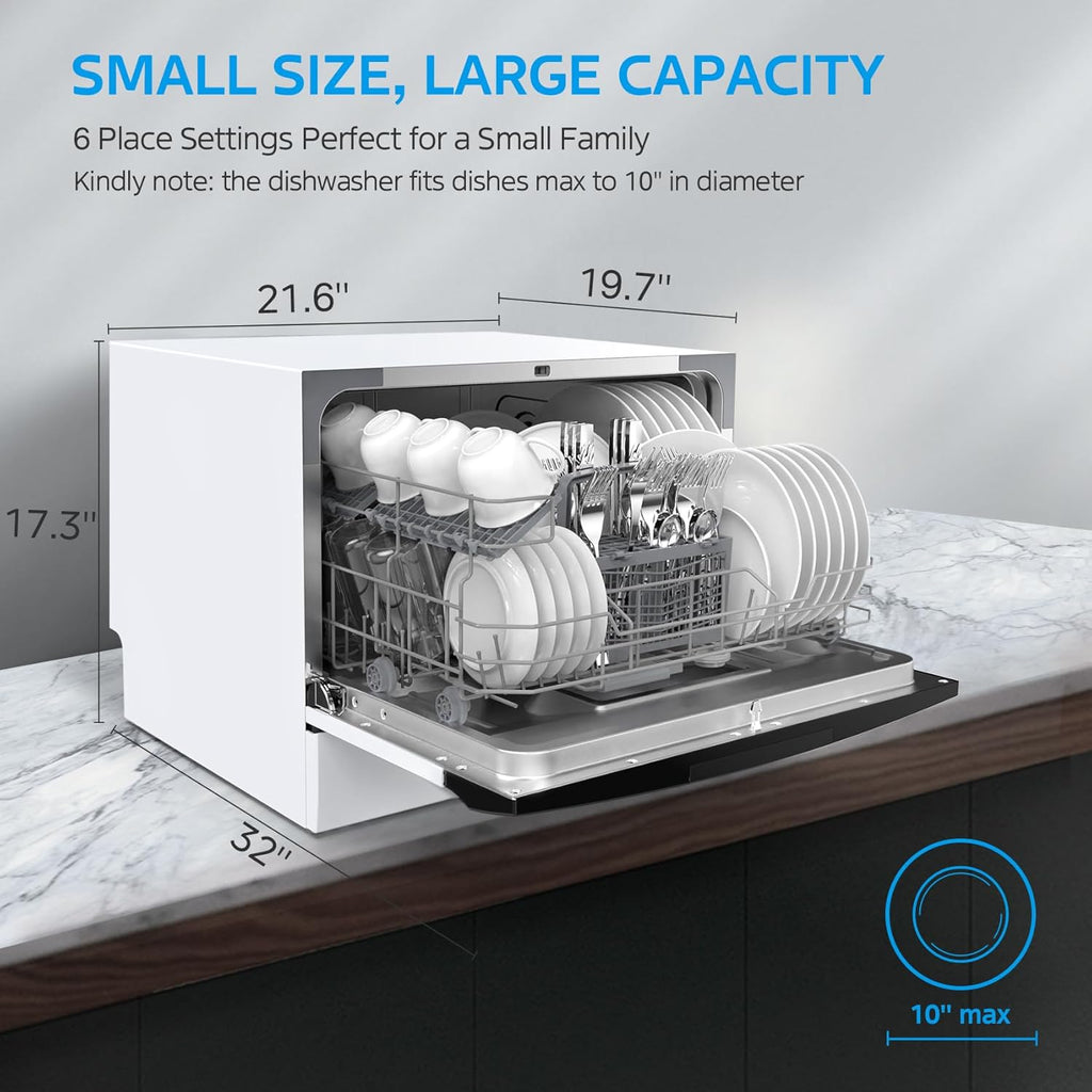 White Portable Dishwasher, 6 Place Settings O611