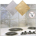 Self Adhesive Decorative Copper Embossed Floral Design Tin Tiles - 6" x 6" (Set of 16) F373975