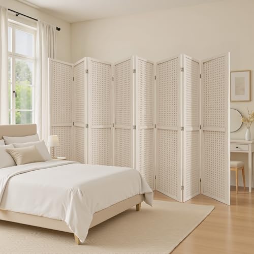 6 Panel Wooden Folding Room Divider with Shelves D7611