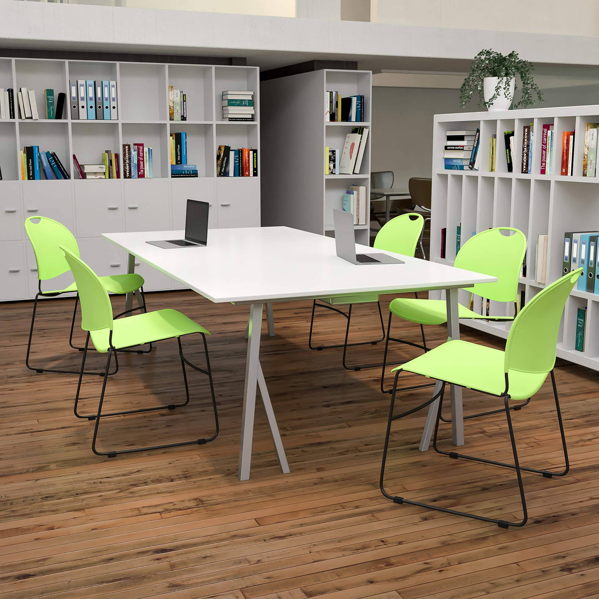 Green Ultra-Compact Stack Chair with Black Powder Coated Frame M55270