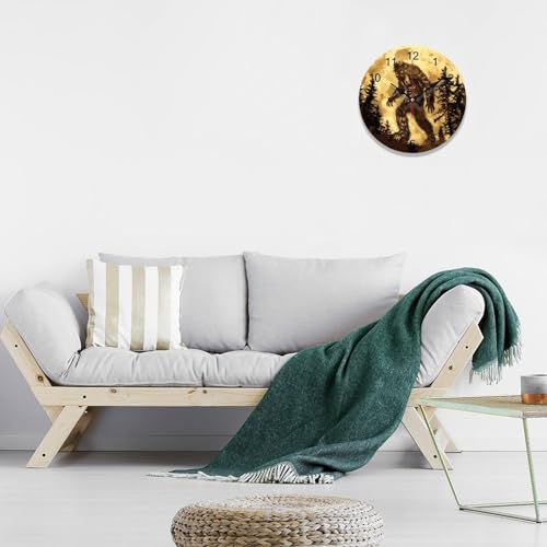 Golden Moon Wall Clock Silent Non-Ticking Round Wooden Clock Battery Operated 40*40cm E74659