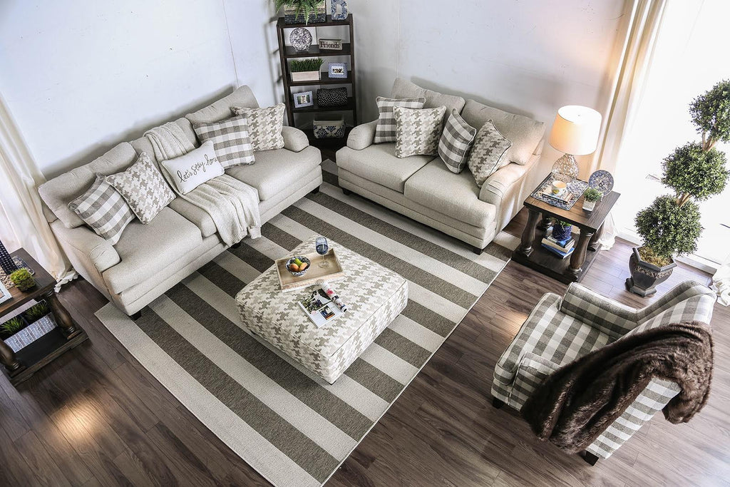 Light Gray Linen-like Fabric Living Room Set 3pcs N272