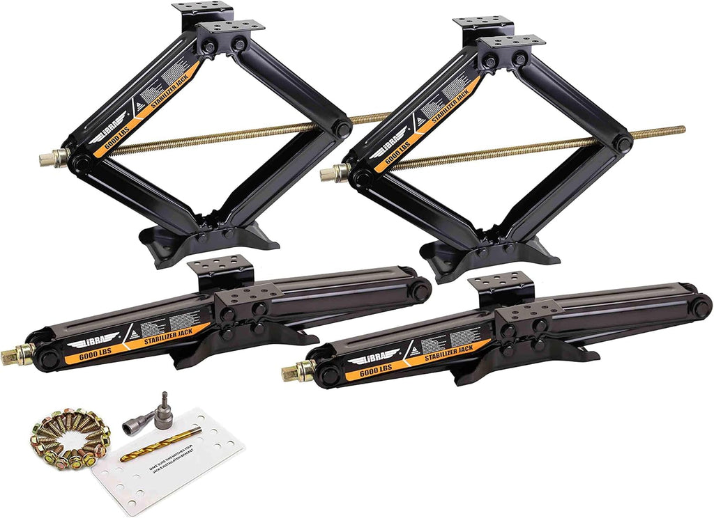 Set of 4 6000 lb 24" RV Trailer Stabilizer Scissor Jacks with Mounting Hardware L6341