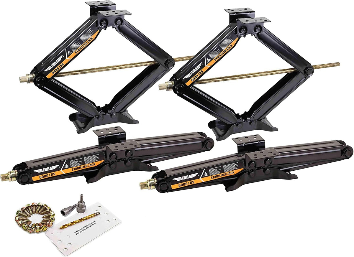 Set of 4 6000 lb 24" RV Trailer Stabilizer Scissor Jacks with Mounting Hardware L6341