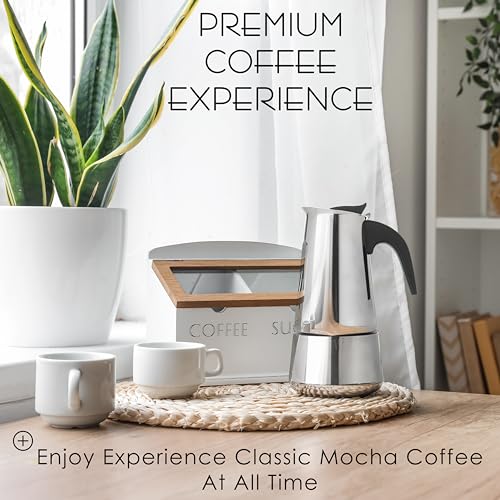 6 Cup Stovetop Espresso Maker 10oz Stainless Steel Black I1279