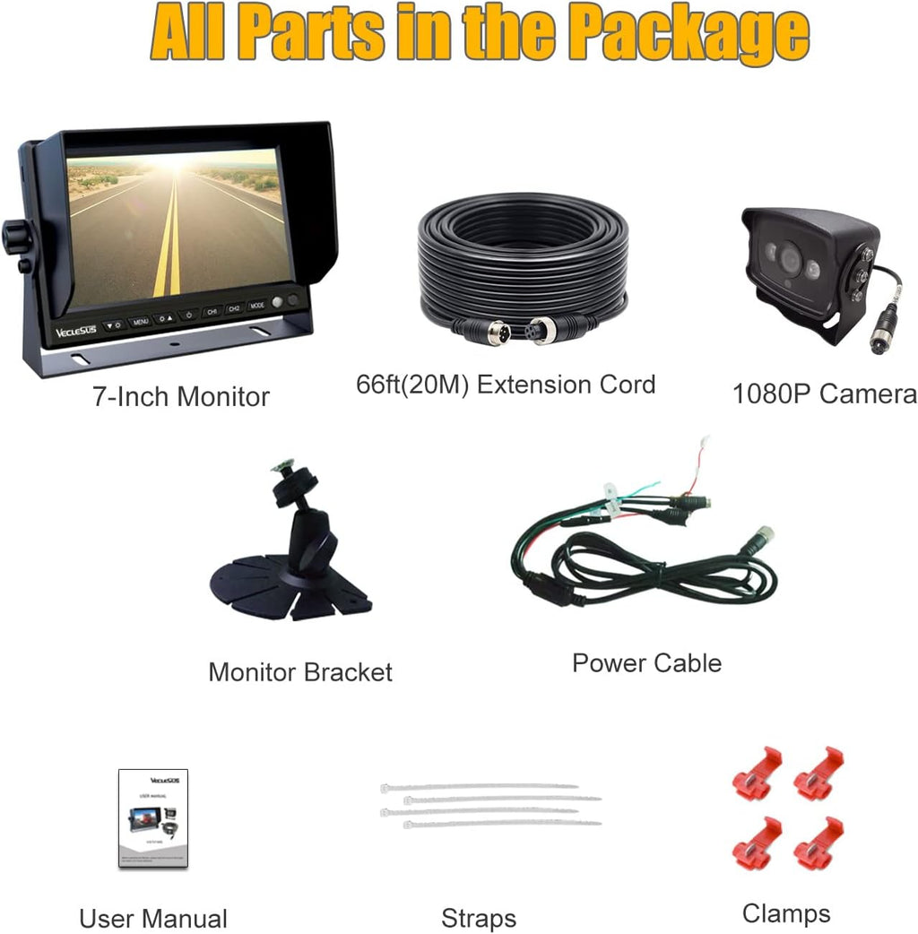 1080P HD Wired Backup Camera System with 7 IPS Monitor B5867