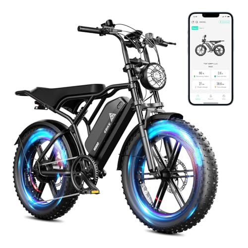 1500W Peak Brushless Motor 28 MPH 60 Miles Fat Tire E Bike with 48V 15Ah Removable Battery 20" Electric Dirt Bike Hydraulic Suspension 7-Speed J380422