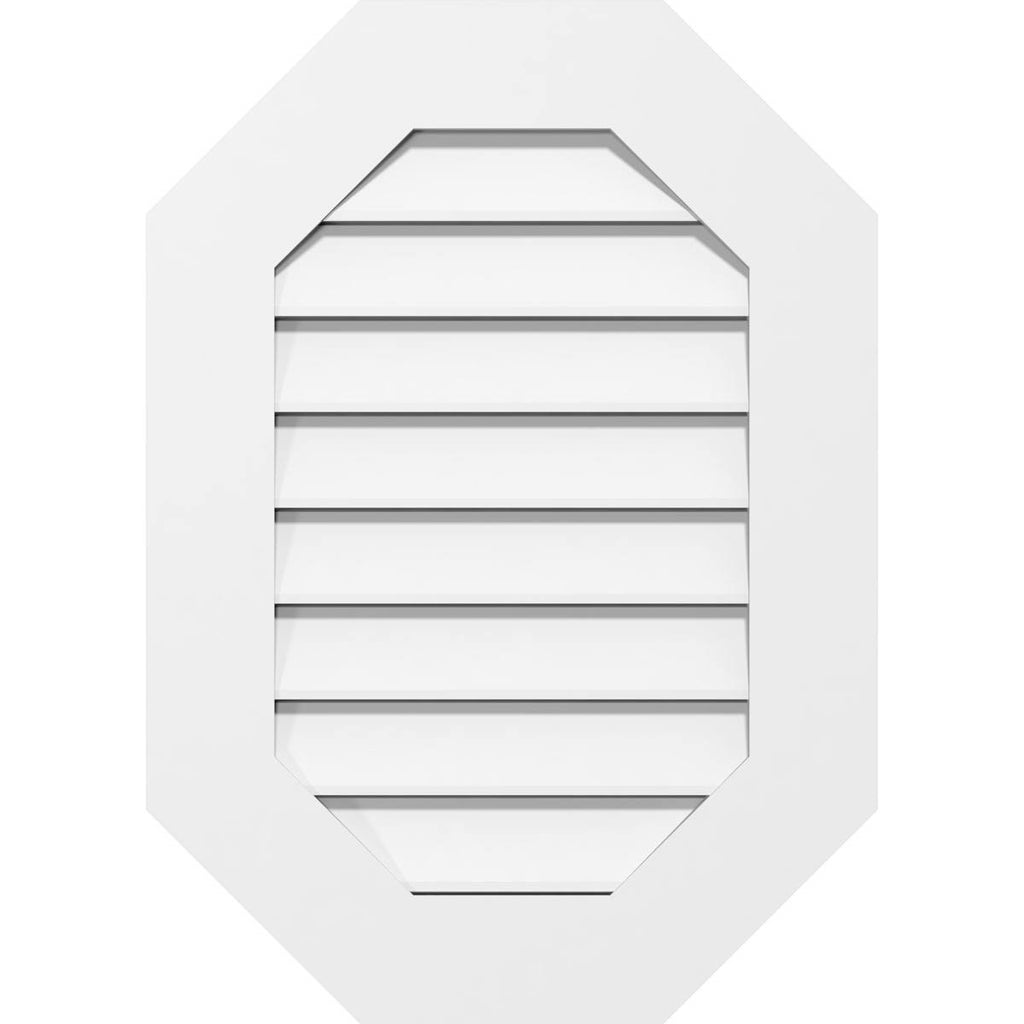 Vertical Elongated Octagon Surface Mount PVC Gable Vent A491